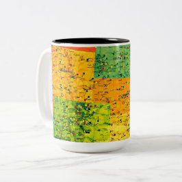 Caneca De Café Em Dois Tons Mapa dos Estados Unidos com Alfinetes