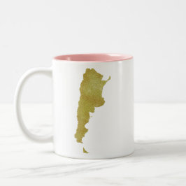 Caneca De Café Em Dois Tons Mapa dourado de Argentina - Argentina Dorada
