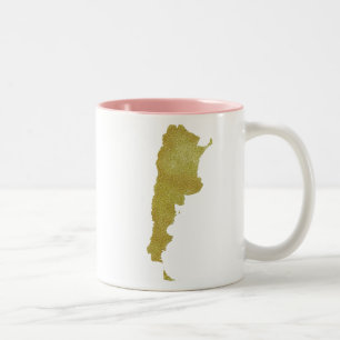 Caneca De Café Em Dois Tons Mapa dourado de Argentina - Argentina Dorada