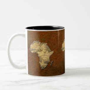 Caneca De Café Em Dois Tons Mapa Dourado Metálico de ÁFRICA Mug