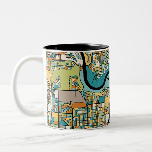 Caneca De Café Em Dois Tons Mapa Edmonton (Esquerda)
