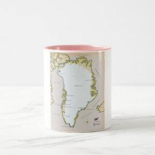 Caneca De Café Em Dois Tons Mapa ilustrado da Groenlândia