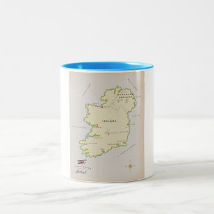 Caneca De Café Em Dois Tons Mapa Ilustrado da Irlanda