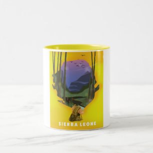 Caneca De Café Em Dois Tons mapa ilustrado da serra leoa poster de viagem