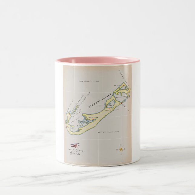 Caneca De Café Em Dois Tons Mapa ilustrado das Bermudas (Centro)