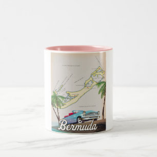 Caneca De Café Em Dois Tons Mapa ilustrado das Bermudas