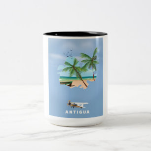 Caneca De Café Em Dois Tons Mapa ilustrado de Antigua pôster de viagem