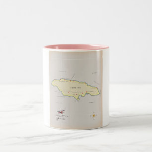 Caneca De Café Em Dois Tons Mapa ilustrado de Chipre.