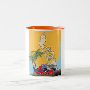 Caneca De Café Em Dois Tons Mapa ilustrado de Luzon Filipinas