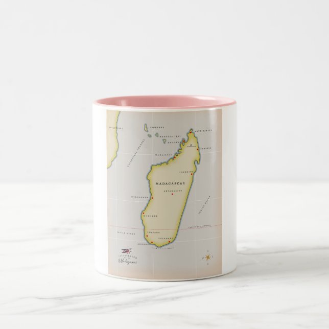 Caneca De Café Em Dois Tons Mapa ilustrado de Madagascar (Centro)