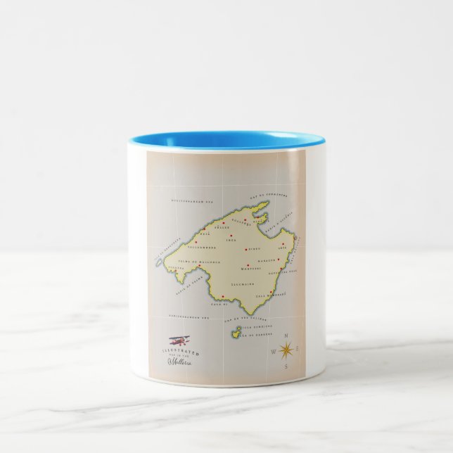 Caneca De Café Em Dois Tons Mapa ilustrado de Maiorca (Centro)