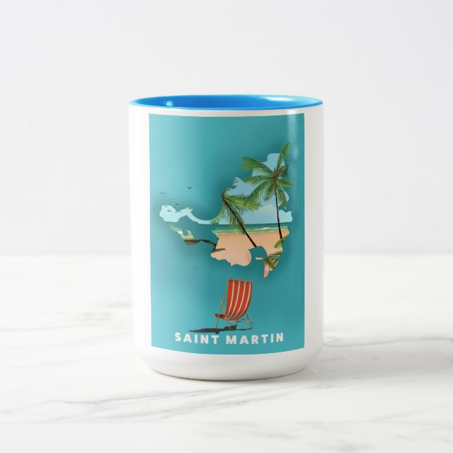 Caneca De Café Em Dois Tons Mapa ilustrado de São Martinho. (Centro)