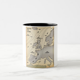 Caneca De Café Em Dois Tons Mapa meteorológico da British Isles & Europe.