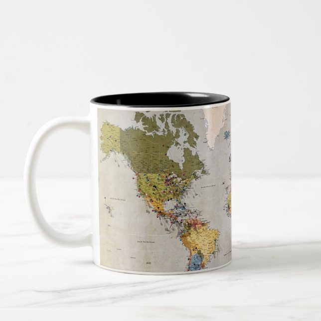Caneca De Café Em Dois Tons mapa mundial (Esquerda)