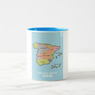 Caneca De Café Em Dois Tons Mapa político da Espanha.