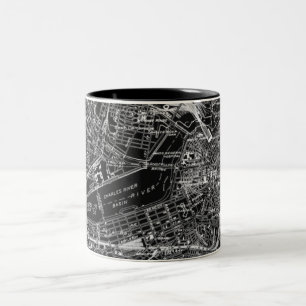 Caneca De Café Em Dois Tons Mapa Preto e Branco de Boston Vintage