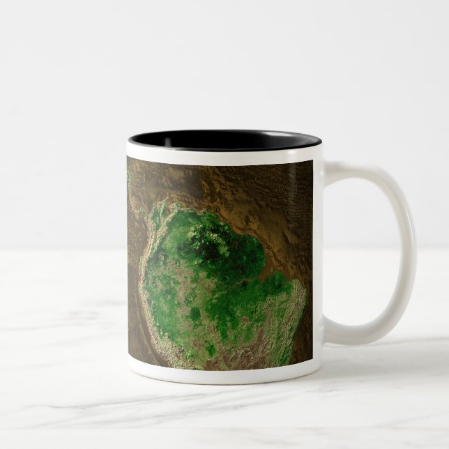 Caneca De Café Em Dois Tons Mapa topográfico da Terra (Direita)