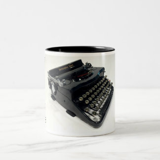 Caneca De Café Em Dois Tons Máquina de escrever do modelo 1 da margem de