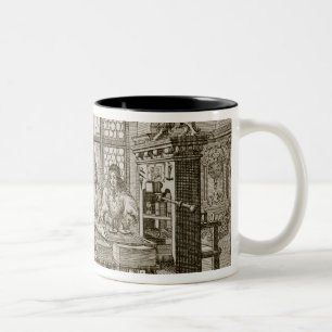 Caneca De Café Em Dois Tons Máquina impressora alemão medieval (gravura)