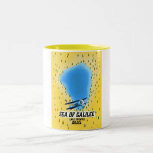 Caneca De Café Em Dois Tons Mar do poster do mapa de Galilee Israel