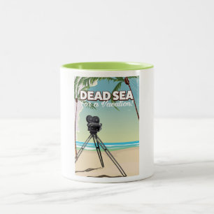 Caneca De Café Em Dois Tons Mar Morto Para Férias! Cartaz de viagem