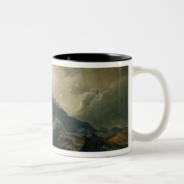 Caneca De Café Em Dois Tons Mar tormentoso com farol (Direita)