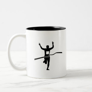 Caneca De Café Em Dois Tons Maratona Terminando Silhueta Raça