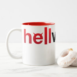 Caneca De Café Em Dois Tons Marca d'água vermelha e preta hellvetica