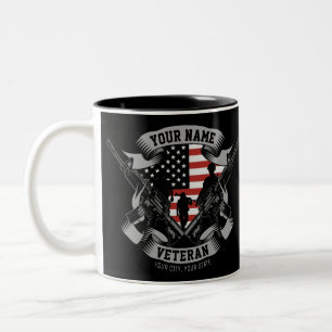 Caneca De Café Em Dois Tons Marca Personalizada Americana Veterana Orgulhosa V