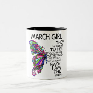 Caneca De Café Em Dois Tons March Girl Ela Sussurrou De Volta Eu Sou Borboleta