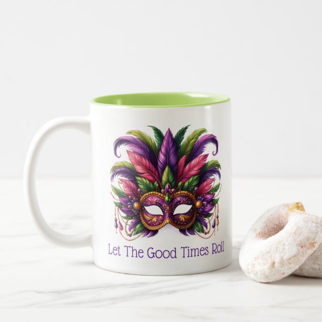 Caneca De Café Em Dois Tons Mardi Gras  (Com Donut)