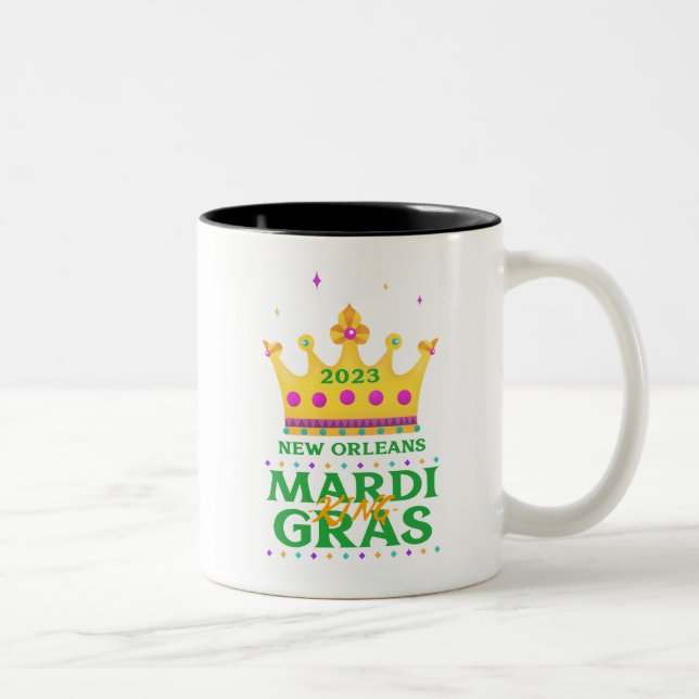 Caneca De Café Em Dois Tons Mardi Gras King 2023 (Direita)