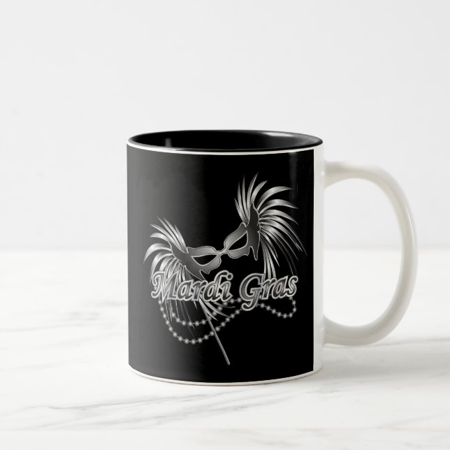 Caneca De Café Em Dois Tons Mardi Gras Mask (Direita)