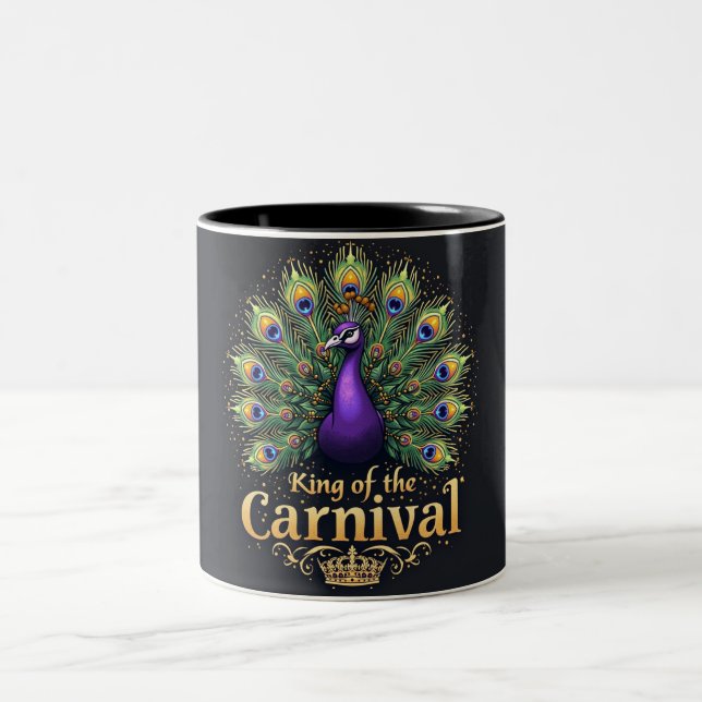 Caneca De Café Em Dois Tons Mardi Gras Peacock Mug (Centro)