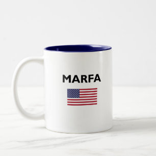 Caneca De Café Em Dois Tons Marfa Texas EUA American Flag Light-Color