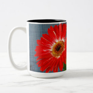 Caneca De Café Em Dois Tons Margarida Vermelha