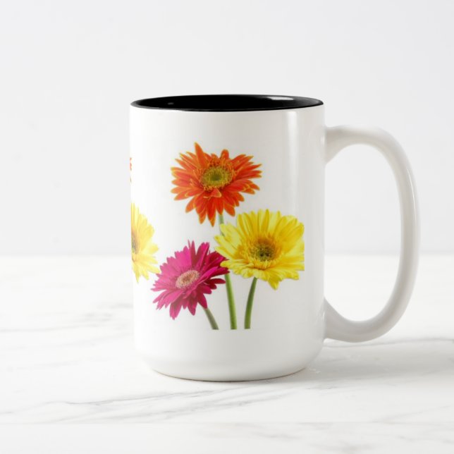 Caneca De Café Em Dois Tons Margaridas do Gerbera (Direita)
