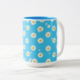 Caneca De Café Em Dois Tons Margaridas Sky Bloom
