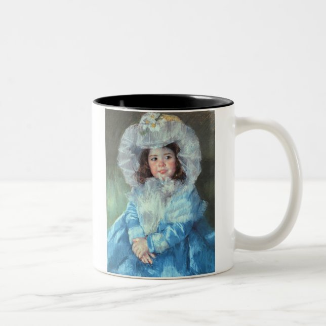 Caneca De Café Em Dois Tons Margot em azul, Mary Cassatt (Direita)