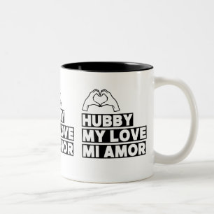 Caneca De Café Em Dois Tons Marido Lua de Mel Moderna Branco Script Preto