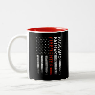 Caneca De Café Em Dois Tons Marido, Padre, Bombeiro American Flag