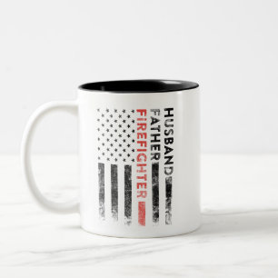 Caneca De Café Em Dois Tons Marido, Pai, Bombeiro Thin Red Line Mug