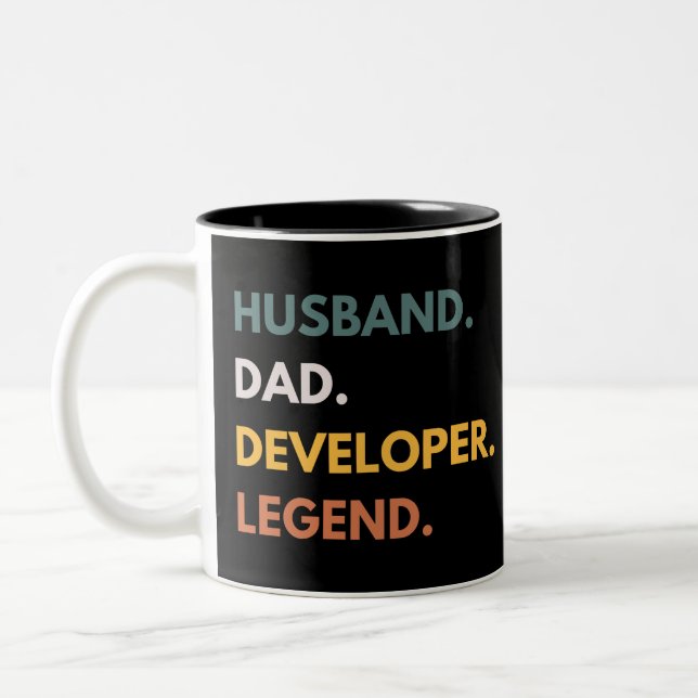 Caneca De Café Em Dois Tons Marido Pai Desenvolvedor Lendário Programadores Di (Esquerda)