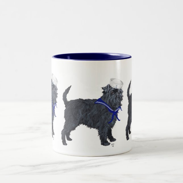 Caneca De Café Em Dois Tons Marinheiro Affenpinscher (Centro)