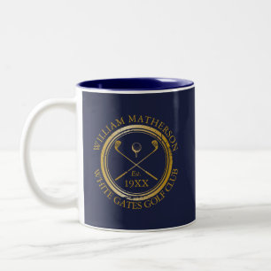 Caneca De Café Em Dois Tons Marinho Azul E Dourado Nome Personalizado Do Clube