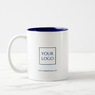 Caneca De Café Em Dois Tons Marinho Azul Logotipo comercial Retangular Café Mu
