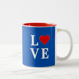 Caneca De Café Em Dois Tons Marinho Azul LOVE Na moda