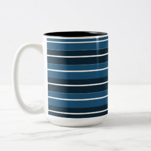 Caneca De Café Em Dois Tons Marinho Blue White Stripes