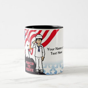 Caneca De Café Em Dois Tons MARINHO dos EUA - Cartoon masculino por PrintedPer