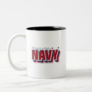 Caneca De Café Em Dois Tons MARINHO norte-americano Retro Vintage Red White e 